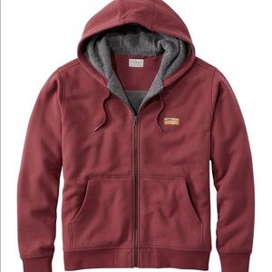 Burgundy LL Bean Katahdin Iron Works® Hooded Sweatshirt, Fleece-Lined, Men's Med